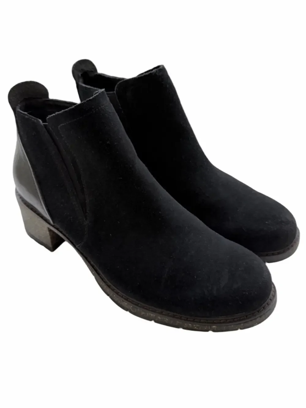 Aetrex Frankie Black Size 8.5 Boots Ankle Bootie Leather Suede Water Resistant